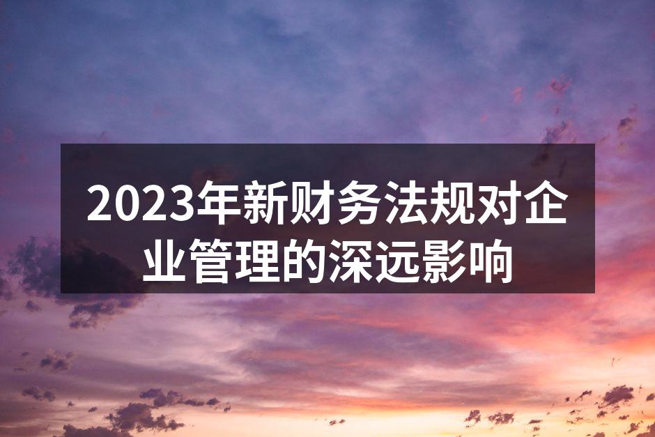 2023年新财务法规对企业管理的深远影响